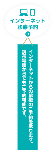 インターネットからの診療のご予約を承ります。携帯電話からでもご予約可能です。